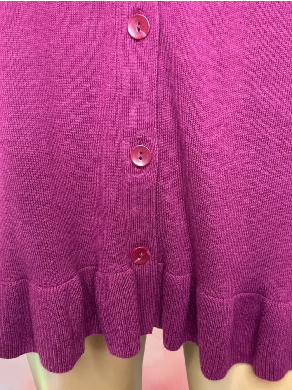 Joan Rivers Matching Set Cardigan Sweater-Tank Top Knit Size L Stretch Burgundy